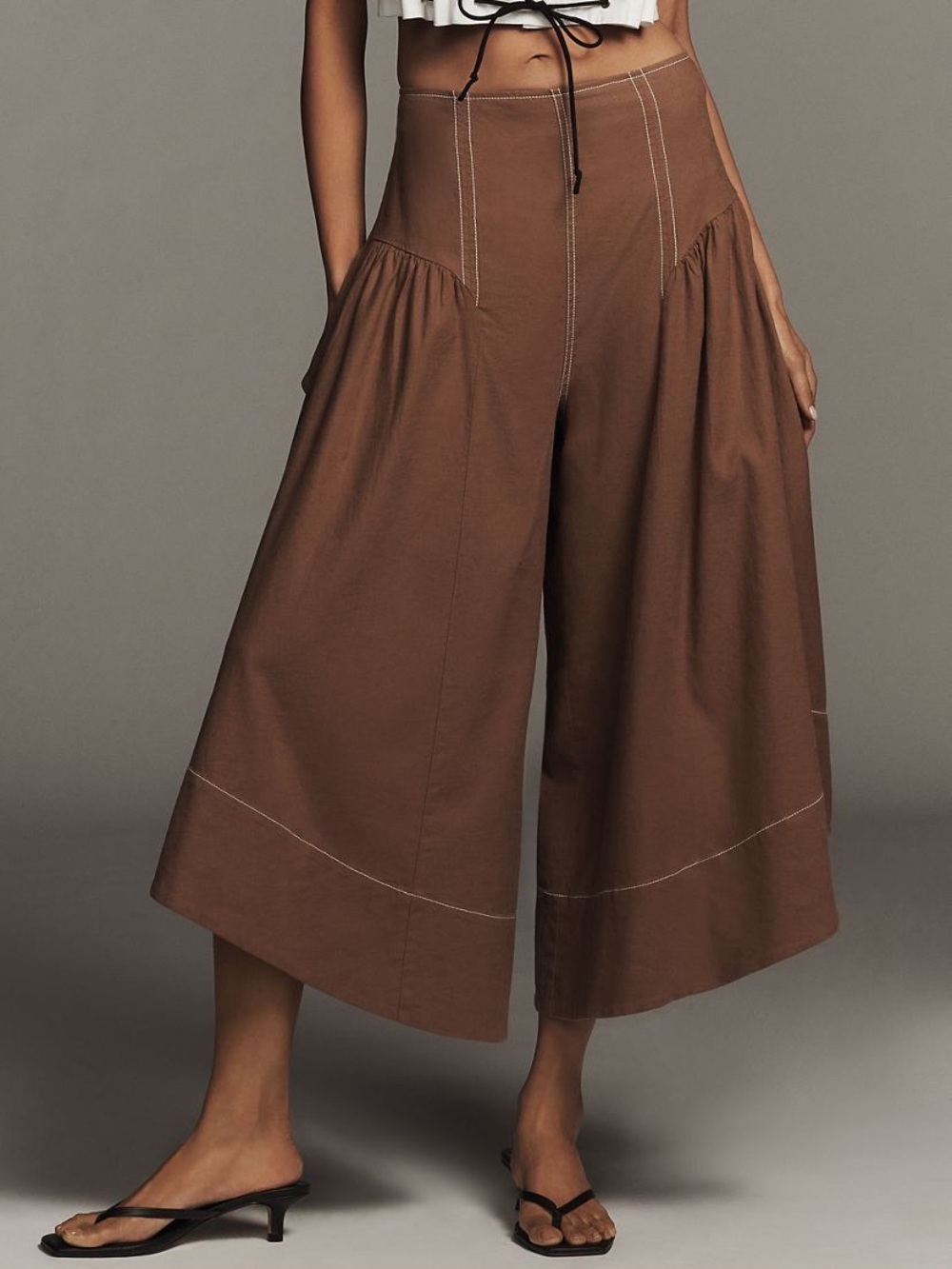 By Anthropologie linen extended waist pants